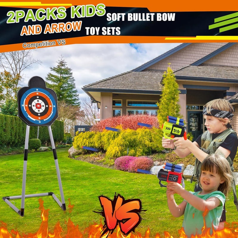 TWFRIC 2 Pack Bow and Arrow for Kids Sports and Outdoor Play Toys Archery Set with LED Light Up 16 Arrows 1 Standing Target 2 Quiver Indoor Outdoors Toy for Age 3-12 Year Old Boy Girl Gift - Image 4